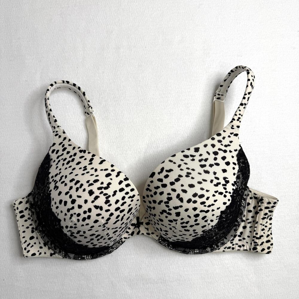 Cacique Bra Womens 42C White Animal Lace Underwire Padded T Shirt Plus Size